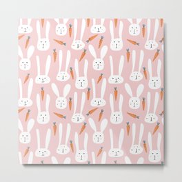 Bunnies & Carrots Metal Print