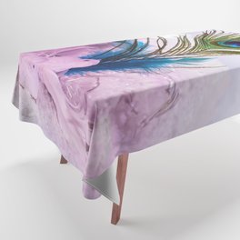 Decorative Peacock Feather Soft Feminine Pink Tablecloth