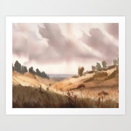 Promised Land Overlook-Watercolor Landscape Painting Art Print