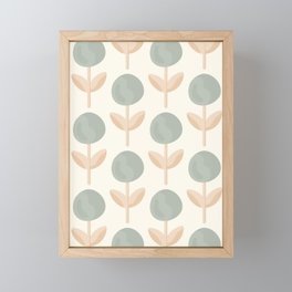 Sunshine pops - neutral blue, beige and off-white Framed Mini Art Print