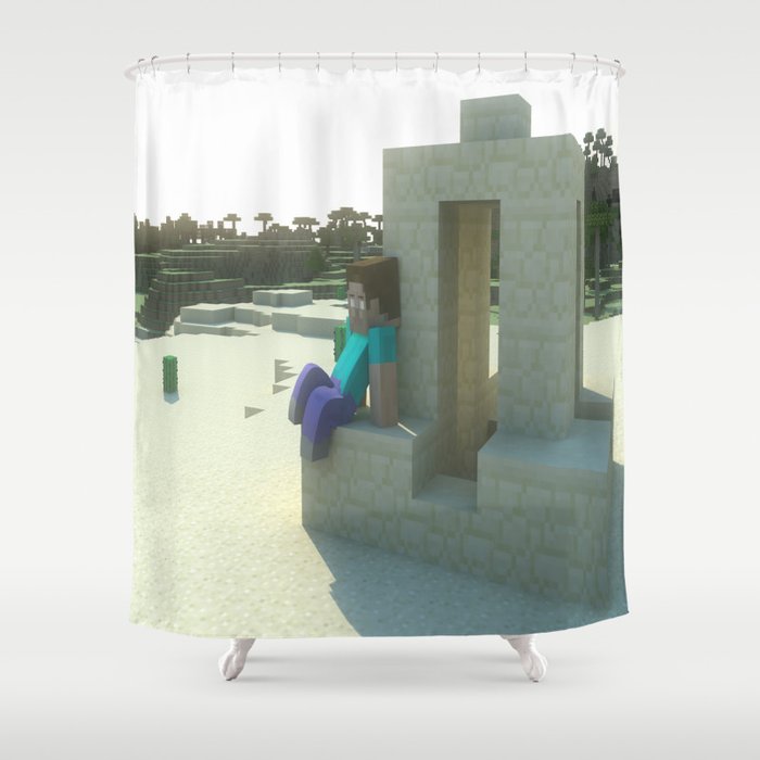 M I N E C R A F T Steve S Desert Shower Curtain By Opptitronica