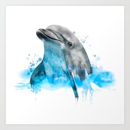 Dolphin Watercolor Dolphin Painting Dolphin Gift Dolphin Poster