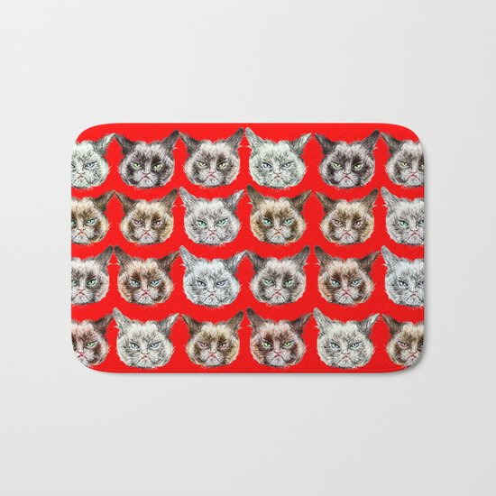 Cats Cats Cats on Red Bath Mat