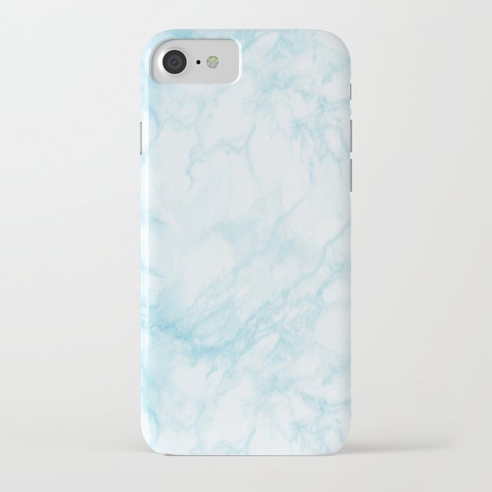 Elegant pastel blue white modern marble iPhone Case