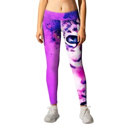 pianca baby cat kitten splatter watercolor purple pink Leggings
