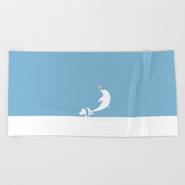 Ocean Dolphin Blue Heart Love Beach Towel