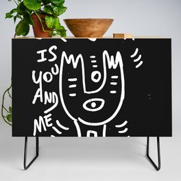 Love is You and Me Street Art Graffiti Black and White Credenza