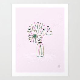 Mini Bouquets from cafes, Bristol Loaf — pink and spring green theme Art Print