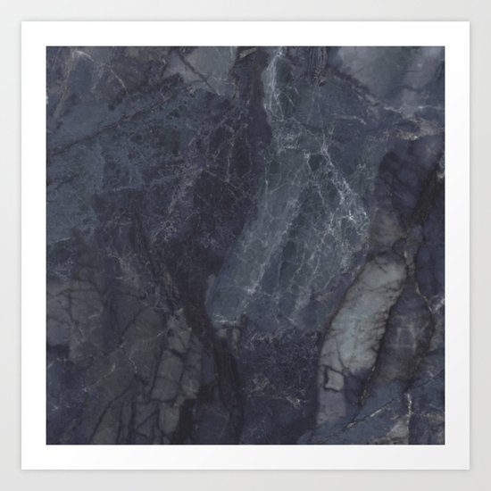 Navy Blue Marble Art Print