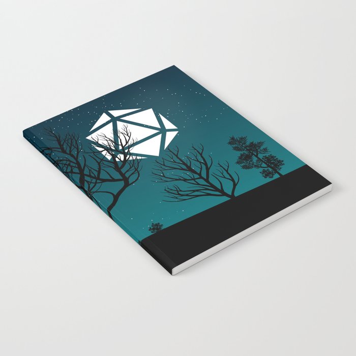 Starry Night Forest D20 Dice Moon Notebook
