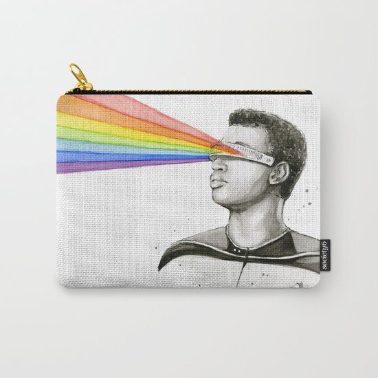 Geordi Rainbow Watercolor Portrait Geek Sci-fi Carry-All Pouch