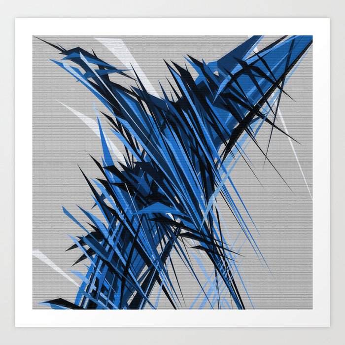 Blue Black and Grey Scratchy Background. Art Print