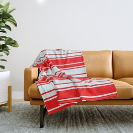 [ Thumbnail: Light Cyan & Red Colored Pattern of Stripes Throw Blanket ]