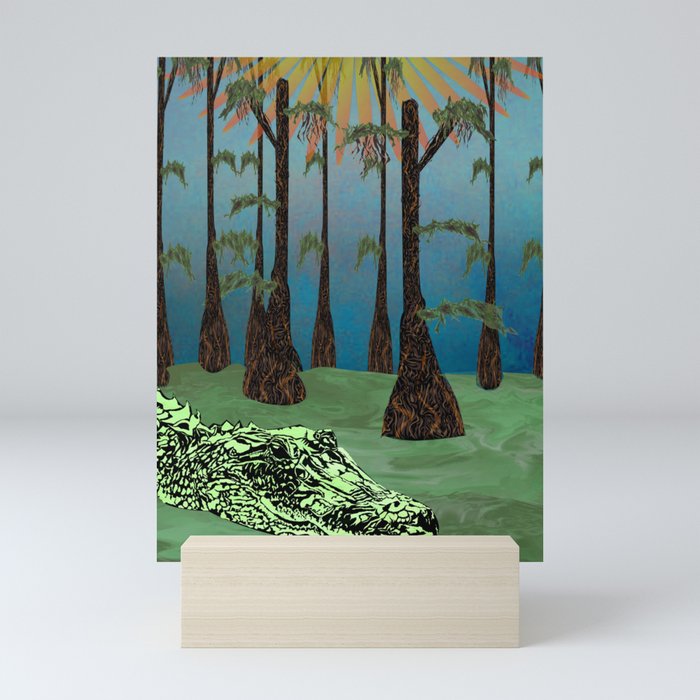 Louisiana Lazy - Cypress Swamp Alligator Mini Art Print