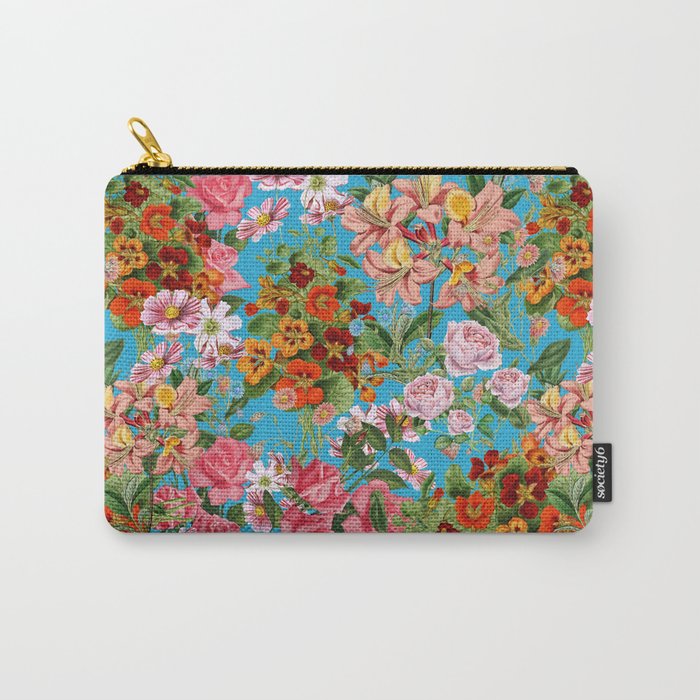 Floral pattern on a light blue background  Carry-All Pouch