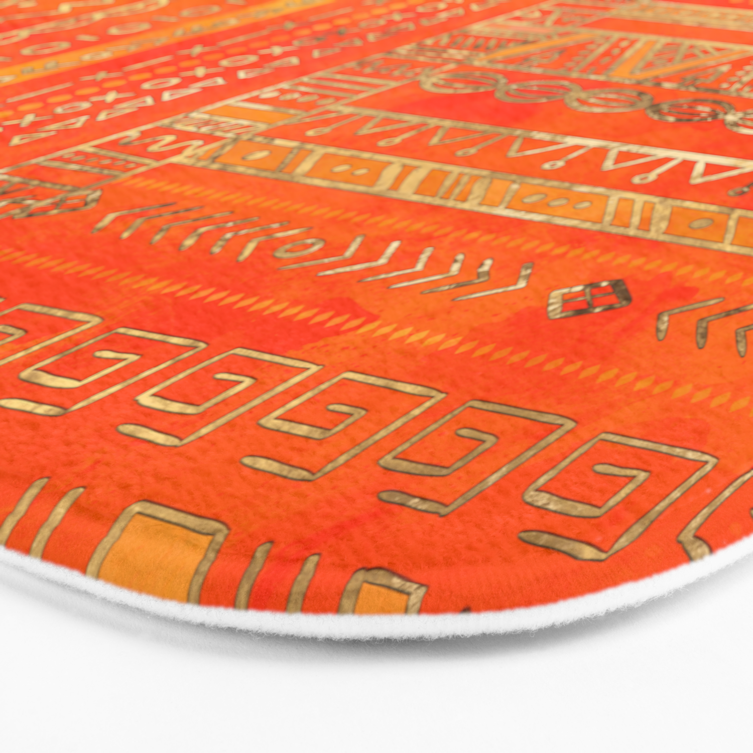 Tribal Ethnic Pattern Gold On Bright Orange Bath Mat By K9printart Society6