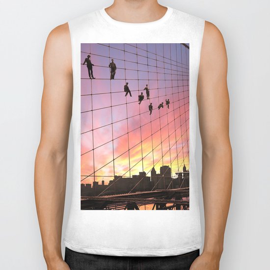 Brooklyn Bridge Painters Quitting Time Biker Tank