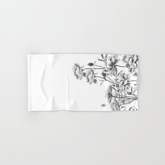 black and white peonies Hand & Bath Towel