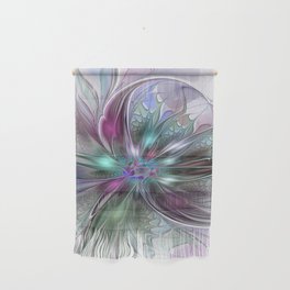 Colorful Fantasy Abstract Modern Fractal Flower Wall Hanging
