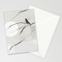 Bird In The Full Moon. Stationery Card