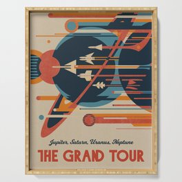 The Grand Tour: Jupiter, Saturn, Uranus, Neptune - Vintage space poster #10 Serving Tray