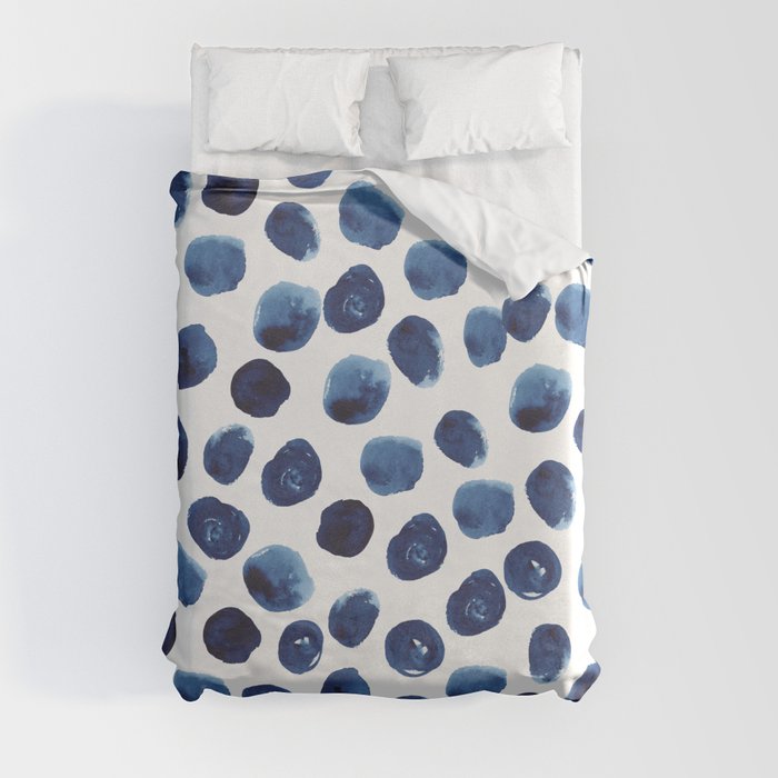 India - blue paint, ink spots, design, watercolor brush, dots, cell phone case Duvet Cover