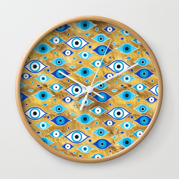 Greek Mati Mataki - Matiasma Evil Eye pattern Wall Clock