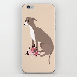 Italian Greyhound and Flowers Fawn and White Dog Beige iPhone Skin