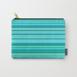 Joseph Stripes - Fine Stripe Pattern in Tropical Ocean Aqua Cyan Blue-Green  Carry-All Pouch