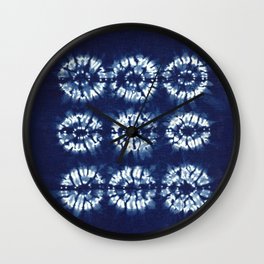 Shibori Indigo Dyed Textile Art Wall Clock | Bluetextileprint, Indigowallart, Shiboriframedart, Textilewallart, Traditionaljapanese, Karamatsushibori, Navyblue, Shiboriprint, Indigodyed, Textileart 