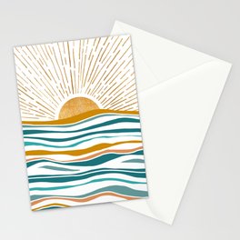 The Sun and The Sea - Gold and Teal Stationery Card
