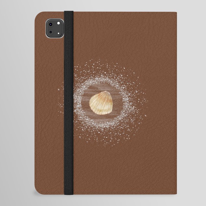 Watercolor Seashell and Sand on Dark Brown iPad Folio Case