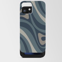 New Groove Retro Swirl Abstract Pattern Neutral Blue Grey Taupe iPhone Card Case