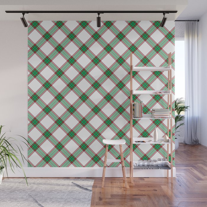 Abstract Farmhouse Style Gingham Check II Wall Mural