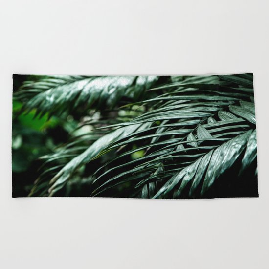 Tropical leaves 03 Beach Towel