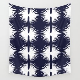 Leaf Head White and Navy Wall Tapestry