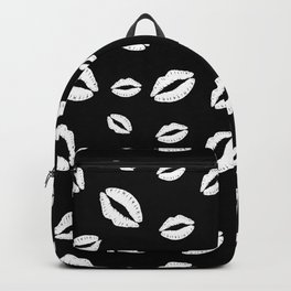 Lipstick kisses on black background. Digital Illustration background Backpack