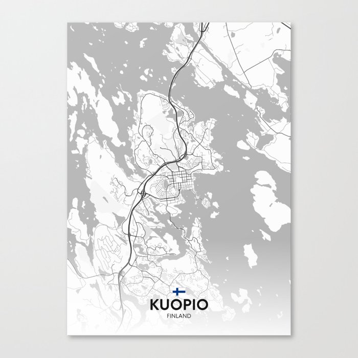 Kuopio, Finland - Light City Map Canvas Print by IMR Designs | Society6