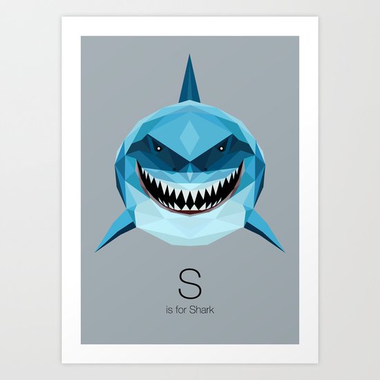 S is for Shark Art Print