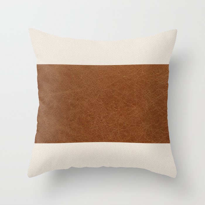 Scandinavian Modern Boho Leather Throw Pillow