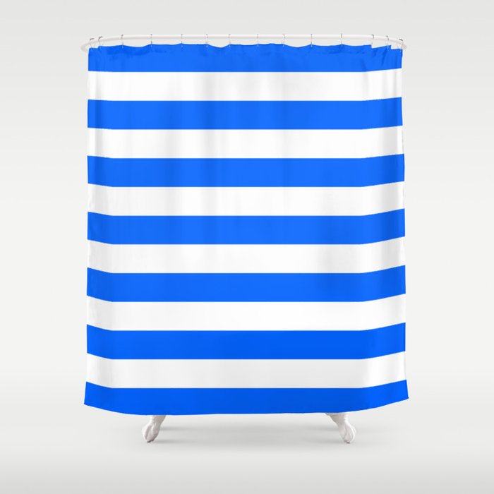 China Blue And White Medium Stripes Shower Curtain By