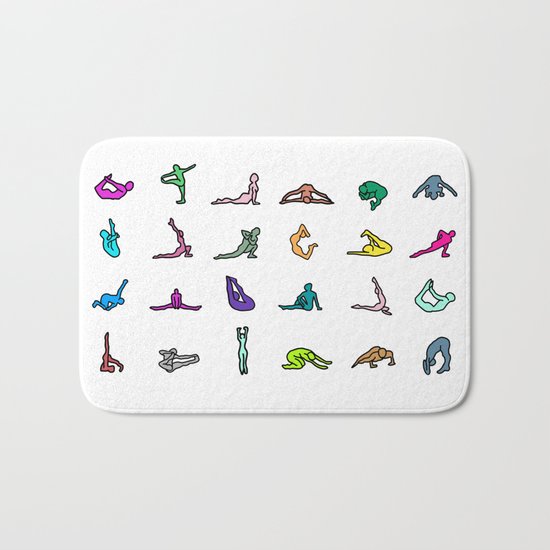Rainbow Yoga Poses Bath Mat