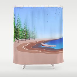 Serene konkan beach life Shower Curtain