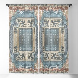 Hand Painted Vintage Kilim Rug Sheer Curtain