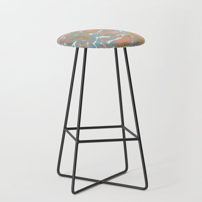Teal and Gold, Abstract Painting Bar Stool