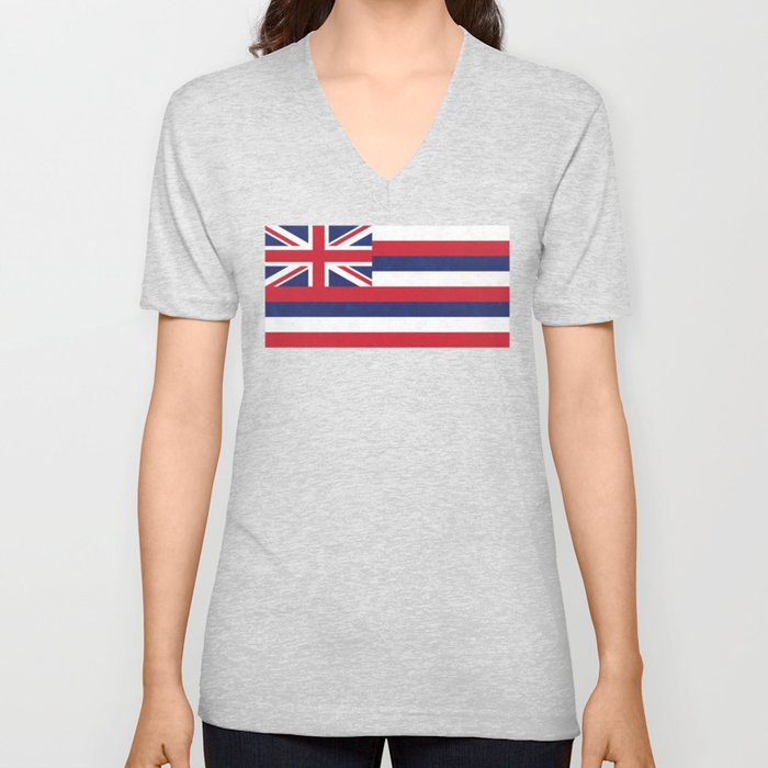 Flag of Hawaii V Neck T Shirt