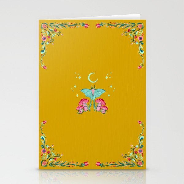 Floral Luna Moth Stationery Cards