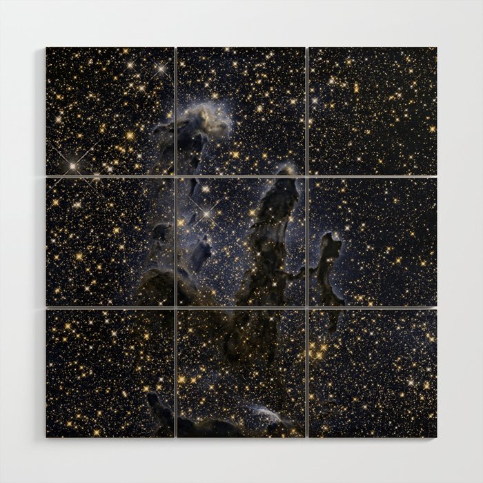 Pillars of Creation Eagle Nebula in infrared NASA ESA Hubble Space Telescope Wood Wall Art