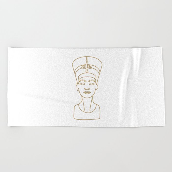 Bust of Nefertiti sculpture great royal wife goddess in Egyptian culture	 Beach Towel