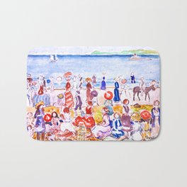 Revere Beach No. 2 by Maurice Prendergast - Belle Époque Watercolor Painting Bath Mat | Epoque, Revere, Beach, Brazil, Lamer, Watercolour, Painting, America, Watercolor, Victorian 
